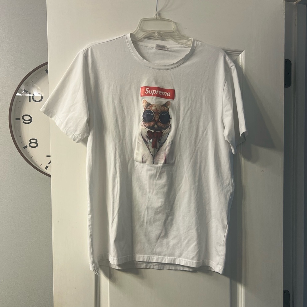 Supreme 100% cotton tee made in USA with cat. tag states 2XL but is a Large